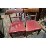 A set of eight early 19th century bar back dining chairs with stuffed over seats, on reeded supports