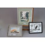 Celia Vodden: watercolours, "Titchwell", 4" x 6 1/4", in painted strip frame, a watercolour of