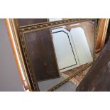 A rectangular bevelled plate wall mirror, 40" x 28", in gilt frame, a similar mirror, 39" x 27", and