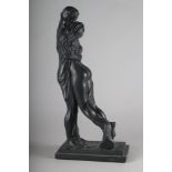 An Austin Sculpture black plaster figure group of lovers, "Caress II", 22" high