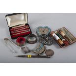 An amber, meerschaum and silver mounted cigarette holder, a similar cigar holder, in fitted case,