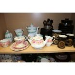 A Denby part breakfast set, a Royal Albert "Serena" pattern teaset for one and a Grafton "Astoria"