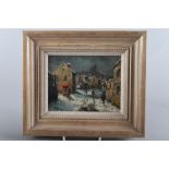 Raymond Besse: oil on linen, "Paris in the Snow (St Ouen), signed and titled verso, 5" x 7", in