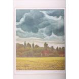 Olivia Massy: three signed coloured prints, Tuscan landscapes, and a similar print, farmhouse and