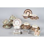 Four early 19th century bone china floral and gilt decorated cabinet cups and saucers, a similar