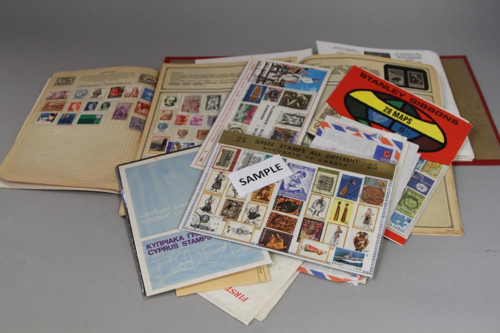 A loose leaf stamp album, a collection of first day covers, Royal visit to South Africa 1947, and