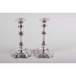 A pair of filled silver candlesticks, by Payne and Son, 7 1/4" high