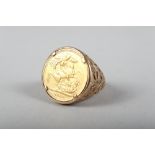 An 1888 gold sovereign, in 9ct gold ring mount, size Y, 15.6g