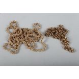 Three 9ct gold rope twist necklaces, various, 31.8g