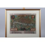 A limited edition map of the City of London in 1602, in gilt strip frame, three paintings of ships