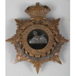An officer's late 19th century helmet plate for South Lancashire Regiment, 5" high
