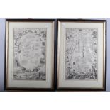 A pair of Heraldry & Fortification engravings, in ebonised frames