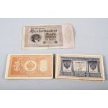 A large collection of late 19th century Russian banknotes and a Reichsbanknote Hunderttaufend Mark