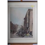 A Scotson-Clark print, "Eighty Years Ago, Buying a Waltham Watch", in gilt strip frame, another