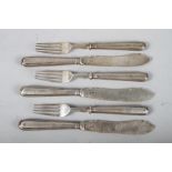 Three pairs of silver fish knives and forks, 11.4oz troy approx