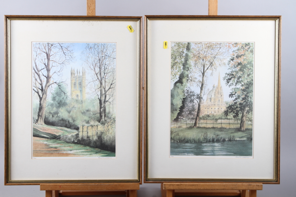 Philip E Martin: two limited edition prints of Oxford, "Magdalen College" and "The Spire of the