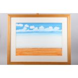 R Ivy?: an oil on canvas laid on board, coastal scene, 15 1/4" x 21 1/4", in wooden strip frame