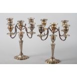 A pair of Edwardian silver plated five-light candelabra, 11 1/2" high