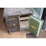 A late 19th century Chubb & Son cast iron two-door safe with key, 19 1/2" wide x 17" deep x 18 1/
