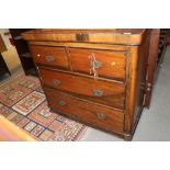 A late Victorian chest of two short and two long drawers, on block base, 39" wide