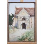 A P Rudd: two watercolour studies, "Saxon church, Braemer near Salisbury", 13 1/2" x 9", in strip