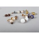 A selection of ear studs and earrings, various