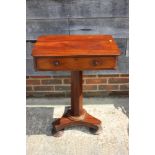 A late 19th century mahogany side table, fitted one drawer, on octagonal faceted column triform