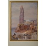 Fothergill: watercolours study, "Boston Stump", 9 1/2" x 6 1/2", in gilt frame