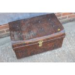 A grained as walnut tin travel trunk and a similar trunk