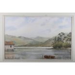 Allan Everard: watercolours, Derwentwater, 11 1/2" x 18", in strip frame, and eleven other