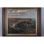 An early 20th century oil on canvas, Cornish coastal scene, 19 1/22 x 23 1/2", in gilt frame