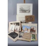 A folio of loose prints, watercolours and other mediums, various