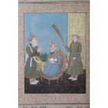 A hand-coloured Persian mass page, 9" x 6 1/2, in gilt frame