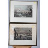 After Havell: a set of four 19th century aquatints, shooting scenes, in ebonised strip frames, and