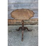 A 19th century mahogany twelve-sided shape tilt top table, on tripod splay supports, 24" dia x 28"