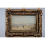 F Boisseree, 1872: watercolours, study of a shrimper returning from work, 5 1/4" x 8 1/2", in gilt