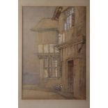 Grace Rogers: pencil and watercolours, "The main door to the house, Charlwood", 9 1/2" x 13 1/2", in