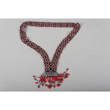 A beadwork necklace with geometric decoration