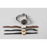 A lady's 9ct gold cased wristwatch, a gentleman's nickel plated trench type wristwatch, a lady's