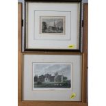 Three 19th century coloured engravings, "Bisham Abbey", "Rectory at Cleve" and "St Mary's