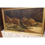 William Croxford: oil on canvas, shipwreck on shore, 23 3/4" x 41 1/2", in gilt frame