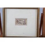 William Havell?: monochrome sketch, "Walnut Gatherers", 1 1/4" x 2 1/4", in gilt strip frame