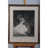 A 19th century mezzotint, "Discretion", in gilt frame, and a sepia print after Alfred Ward, "