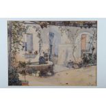 Alfred Hoare: watercolours, "A veranda scene" Villa San Antonio, Tivoli, 14" x 10 1/2", in oak strip