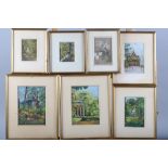 Martin: four early 20th century pastel studies, landscapes and buildings, in gilt strip frames,