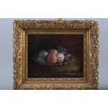 S A Moore: an oil painting, bowl of fruit, two Redoute prints, and a number of other pictures and