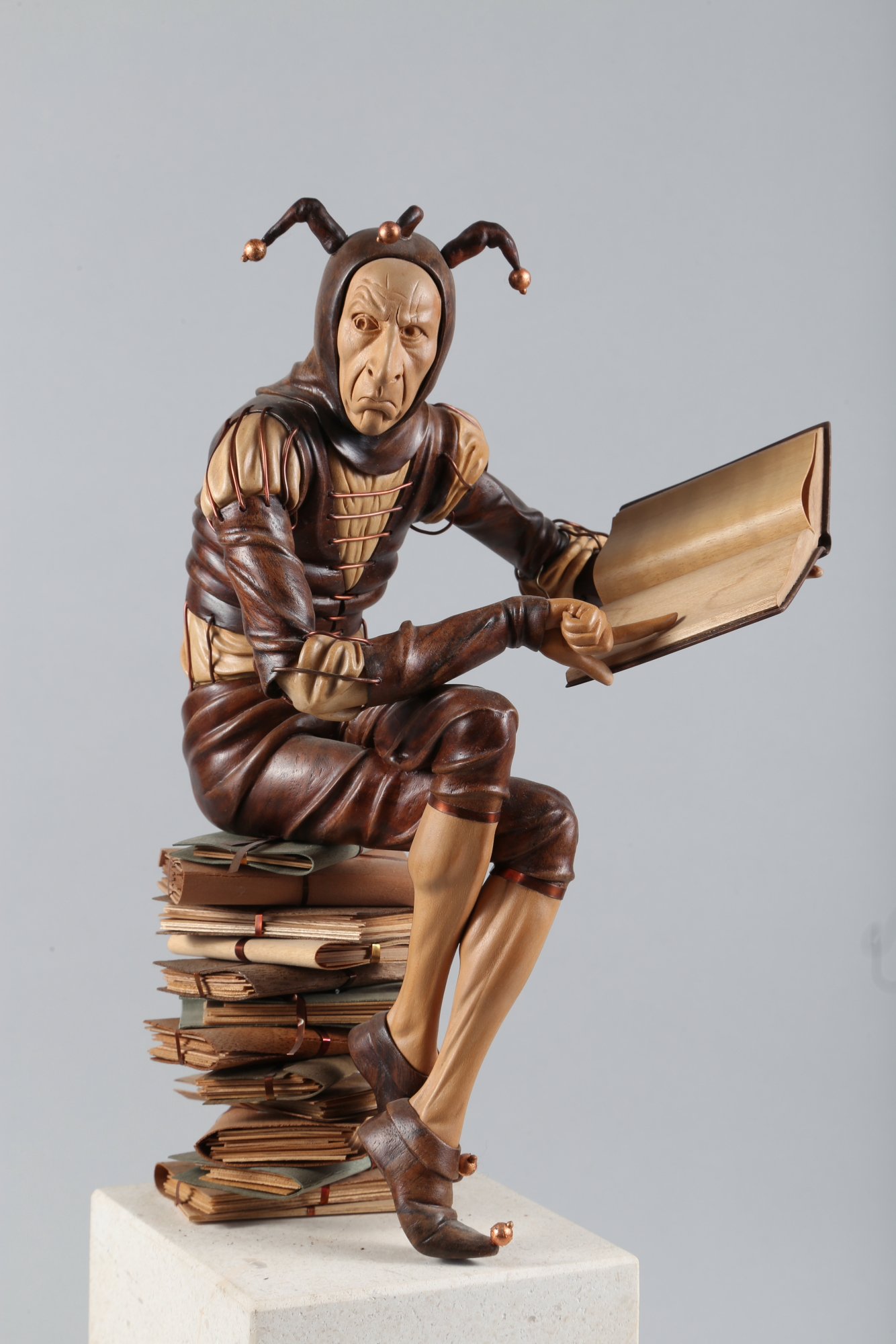 † Ian Norbury: a carved lime and other woods with copper figure, "The Bureaucrat", 11" high, on - Bild 2 aus 7