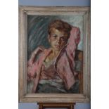Luigi Amato, 1938: a pastel portrait of a young boy, 24 3/4" x 17 3/4", in white painted frame
