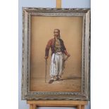 G Fayall: watercolour portrait, "Cavas""Officer Albanien" , 15" x 10 1/2", in gilt frame