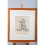 A set of three Mickey Mouse sketches, in strip frames, two gouaches by Q Lagrola and two botanical